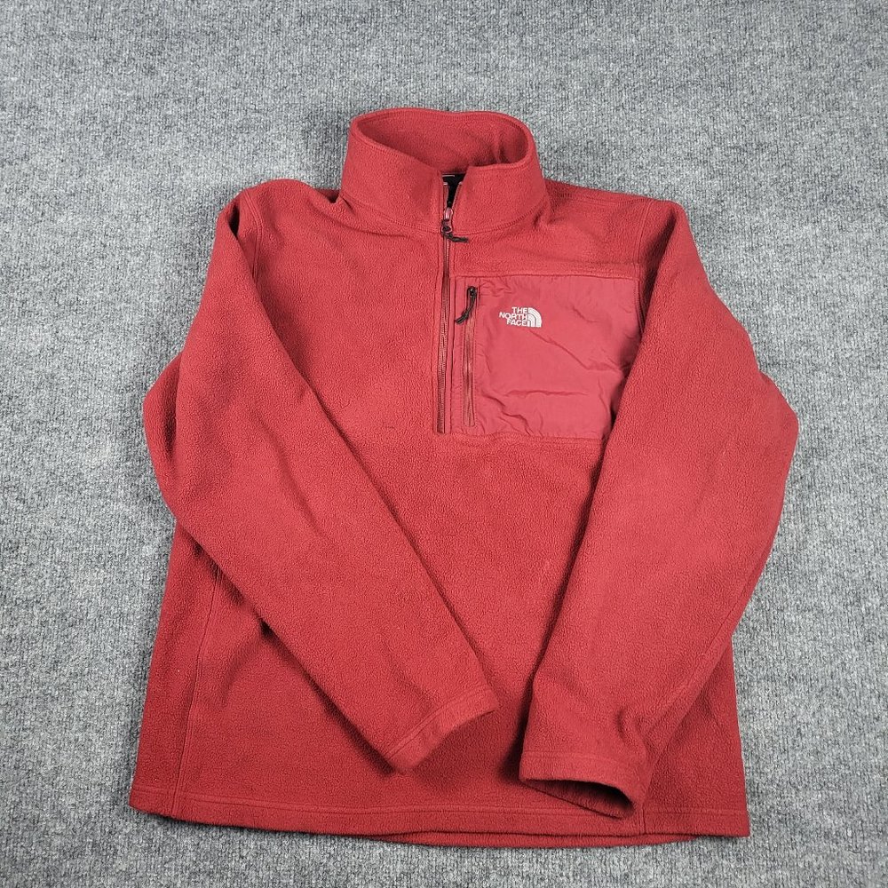 The North Face Maroon Long Sleeve Half Zip Fleece Pull Over Sweater X-Large
